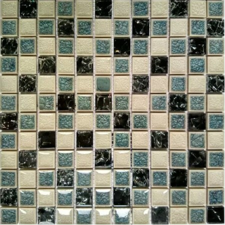 Cracked Glass Tiles Ice Crackle Backsplash Wall Mosaic 7/8" Glossy Pool Tile