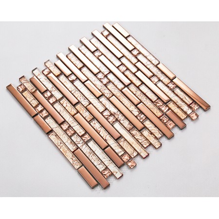 interlocking mosaic tile glass metal tiles crystal glass stainless steel wall backsplash decor KLGTG02