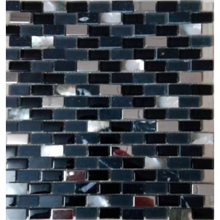 Subway Tile Shower Mosaics Frosted Crystal Glass Mixed Stainless Steel Backsplash