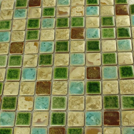 Green Porcelain Square Mosaic Tiles Design ceramic tile flooring Kitchen Backsplash HJ-965