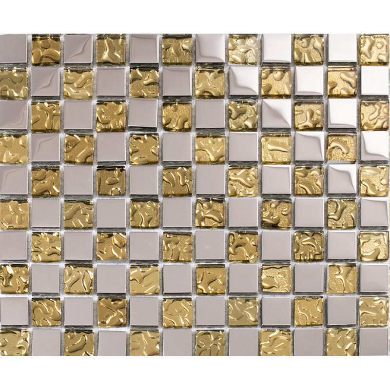 Gold Plated Crystal Glass Tile Mirror Wall Tile Washroom Wall Background Hall Backsplashes Klgt658