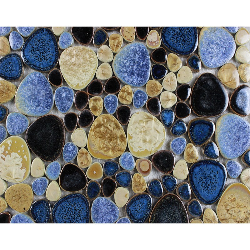Glazed Porcelain Pebble Mosaic Tiles Designs Ceramic Tile Walls Kitchen