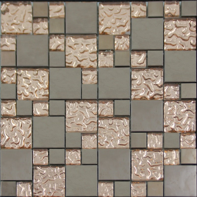 Copper Glass and Porcelain Square Mosaic Tile Designs Plated Ceramic ...