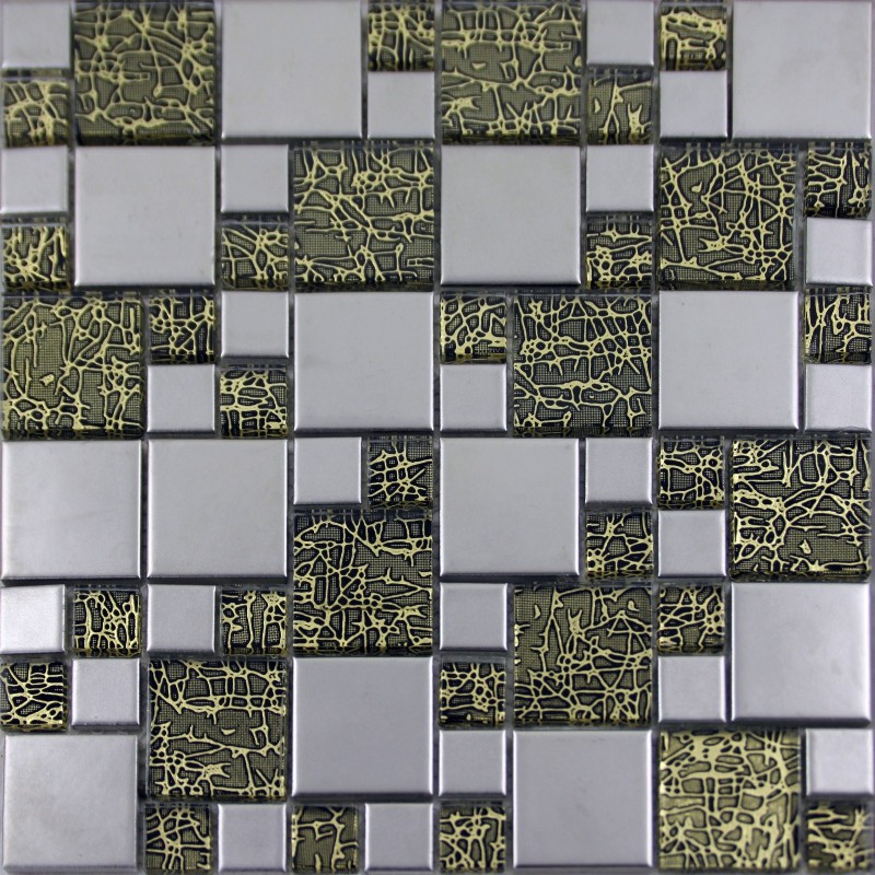 Silver Porcelain Square Mosaic Tile Designs Crystal Glass Tiles Wall ...