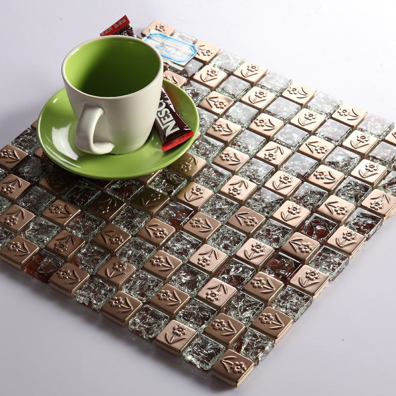  crystal glass metal blend tile mosaic 