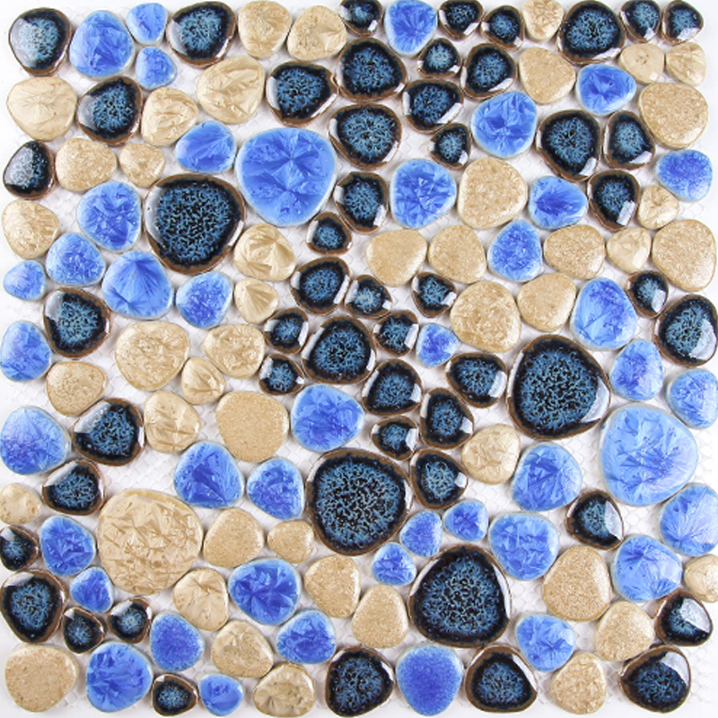 Glazed Porcelain Pebble Mosaic Tiles Wall Design Ceramic ...