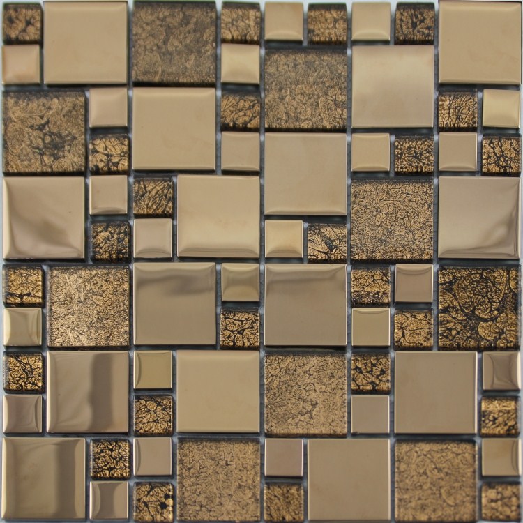 Glass Mosaic Tiles melted Plated Crystal Backsplash Tile Bathroom Wall ...