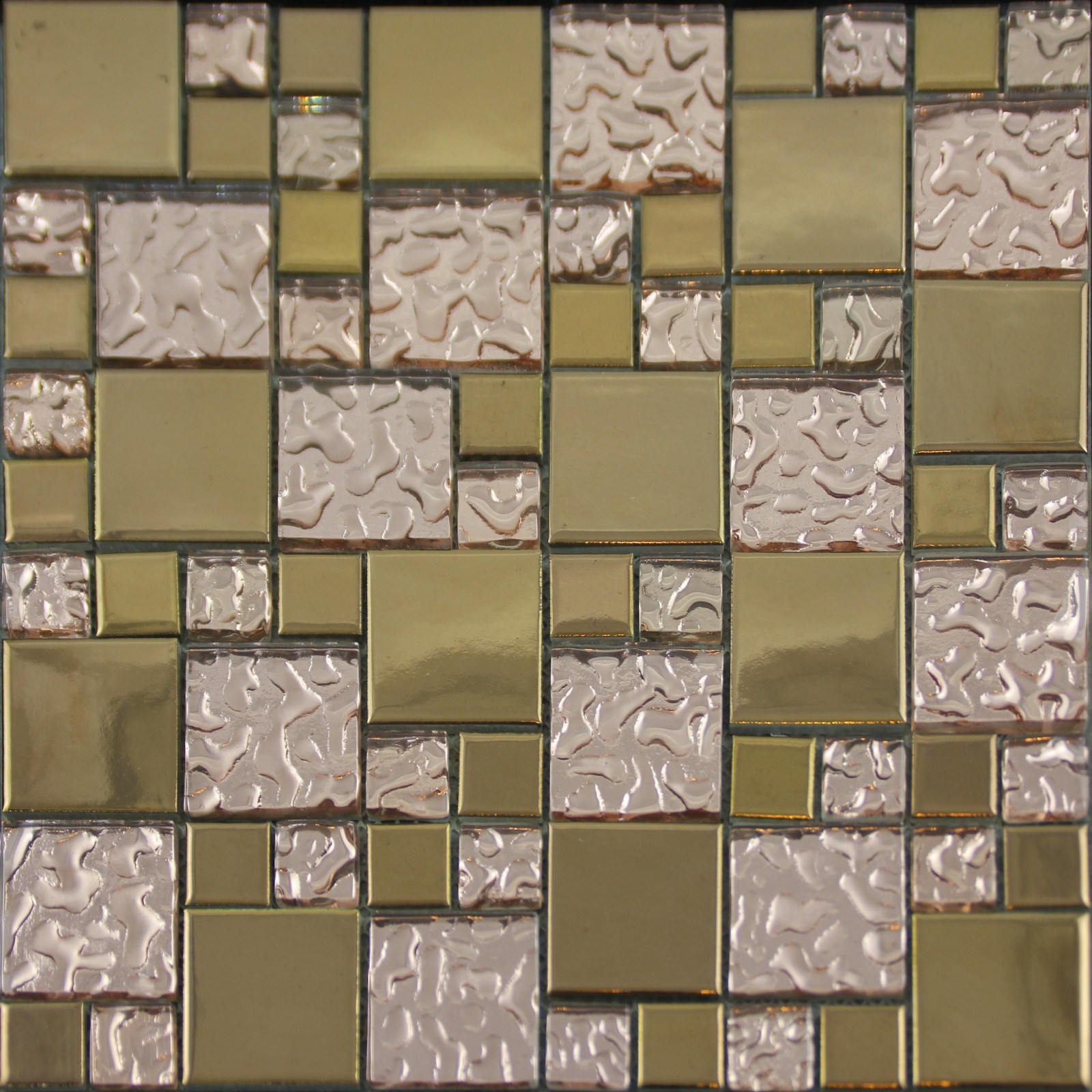 Gold Porcelain Tile Designs Bathroom Wall Copper Glass Mosaic Plated ...