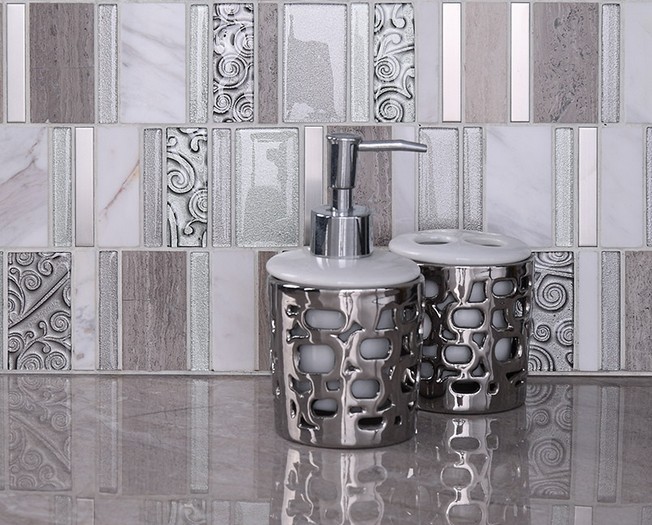 metallic mosaic tile  