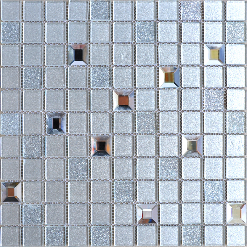 front of crystal glass tile mosaic wall grey tiles - 10100