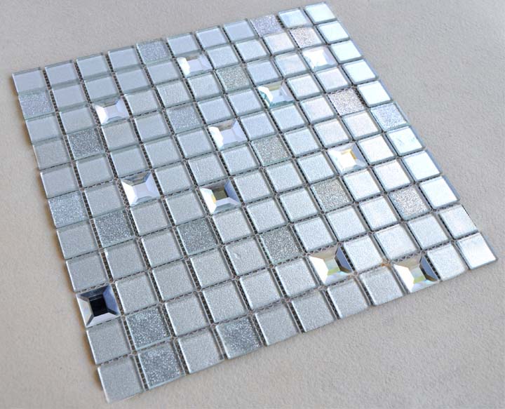 grey crystal glass tile mosaic tiles wall stickers - 10100