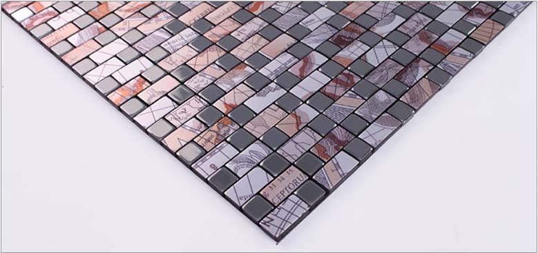 metallic mosaic tile details brushed aluminum wall stickers - ls12302