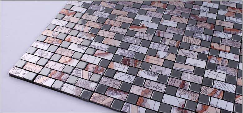 metallic mosaic tile sheets aluminum paneling wall backsplash - ls12302