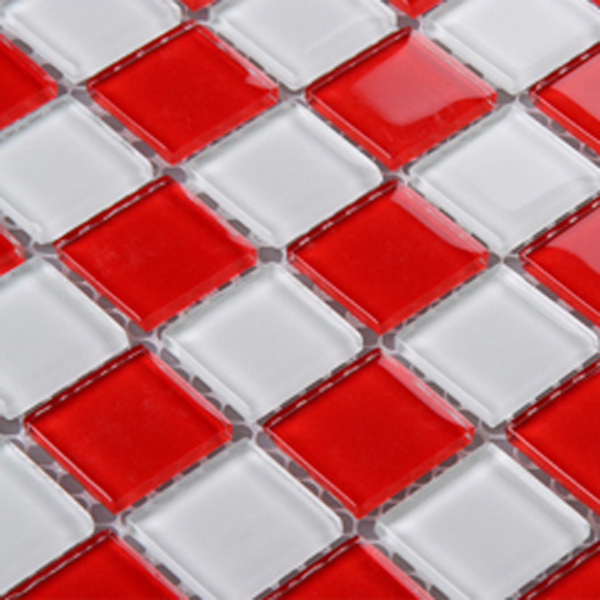 Glass Mosaic Tile Sheets Kitchen Backsplash Cheap 3031 Red and White